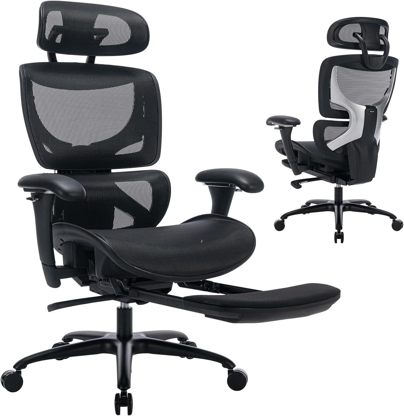SB2 Trading Ergonomic Executive Office Chair, Mesh Back with Lumbar Support and Headrest, Black Mesh Aluminum Base
