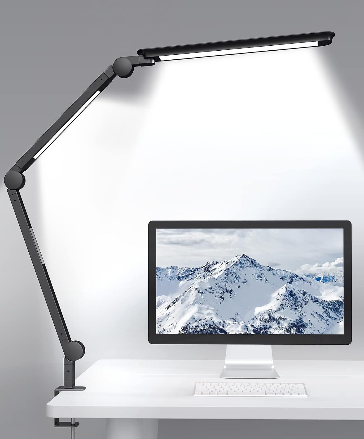 SB2 Trading LED Desk Lamp, Adjustable Architect Arm Eye-Care Lighting, Matte Black Aluminum